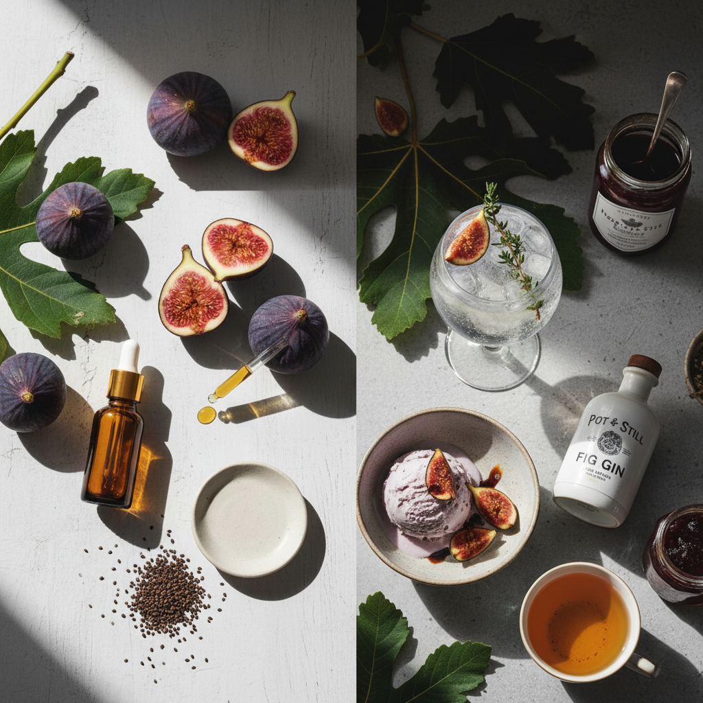 Esencia y aceite de higo; productos para la alta cosmética y la gastronomía