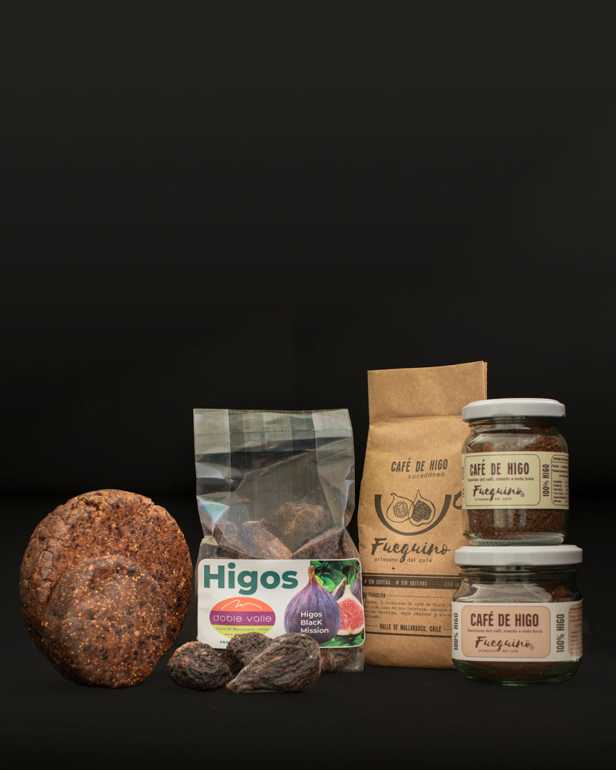 2 x Bolsas de 250 gr. de café de higos
2 x Frasco de 110 gr. de café de higos
2 x Frasco de 80 gr. de café de higos
2 x Bolsas 250 gr. de higos deshidratados calibre +26 mm.
2 x Disco de pasta de higos de 250 gr.
4 x Disco de pasta de higos de 100 g.